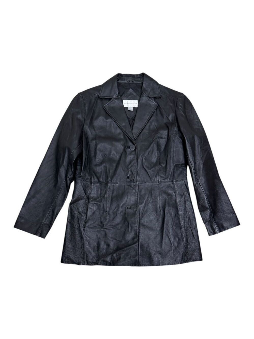 WORTHINGTON Genuine Leather Casual Black Coat Jacket Womens Medium
